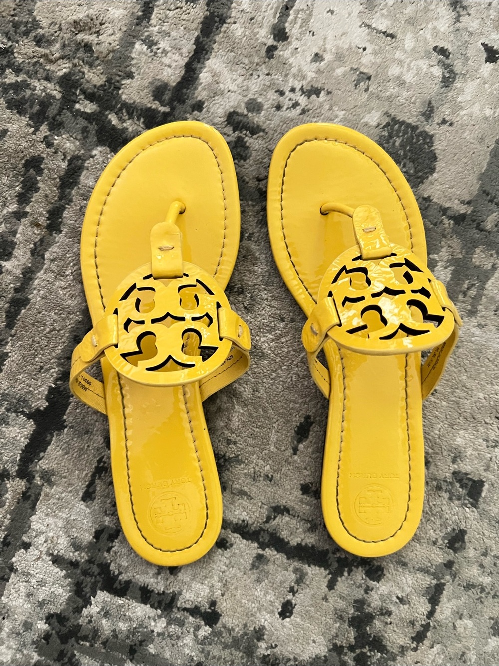 Tory Burch Yellow Miller Patent Leather Thong Sandals